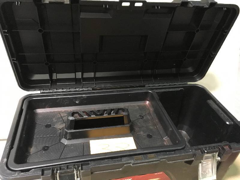 Husky 26 in. Plastic Tool Box with Metal Latches in Black USED in good working conditio