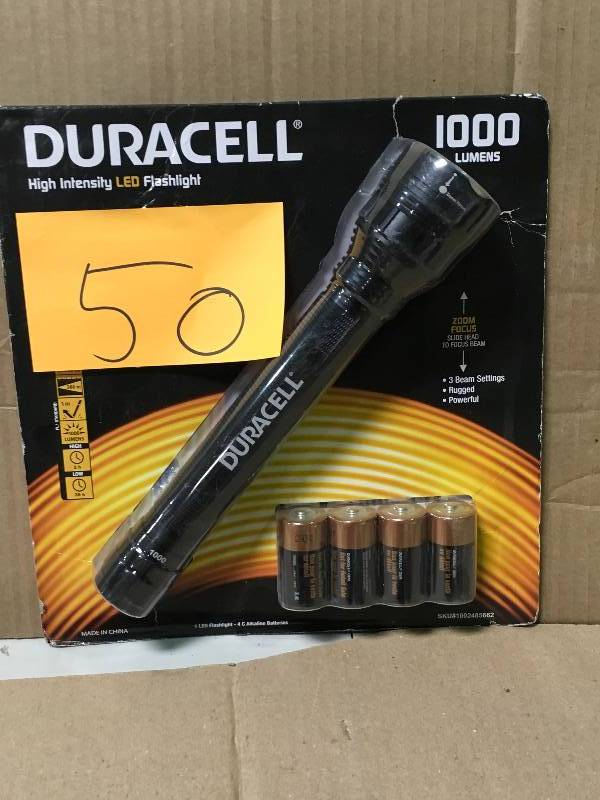Duracell 1000-Lumen LED Flashlight with Batteries not used