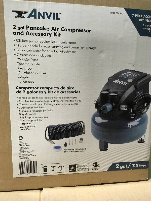 ANVIL 2G Pancake Air Compressor with 7-Piece Accessories Kit not used