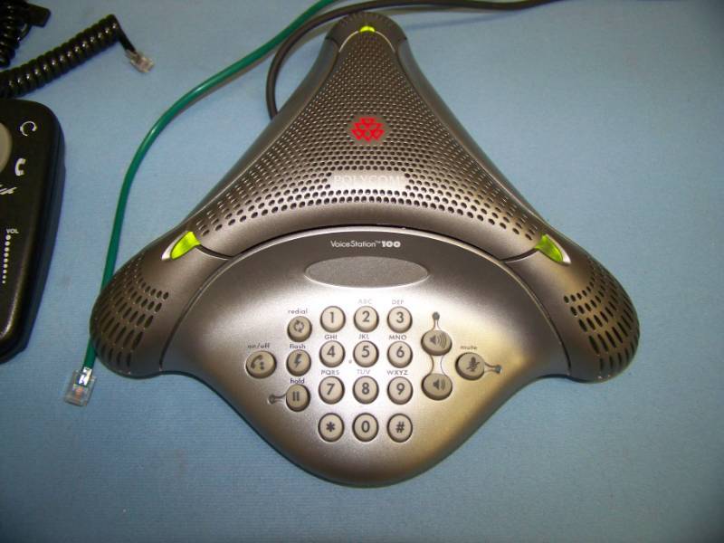 lot 93 image: Polycom, Teleconferencing Telephone  Phone with Headset  Hands Free Answering Control