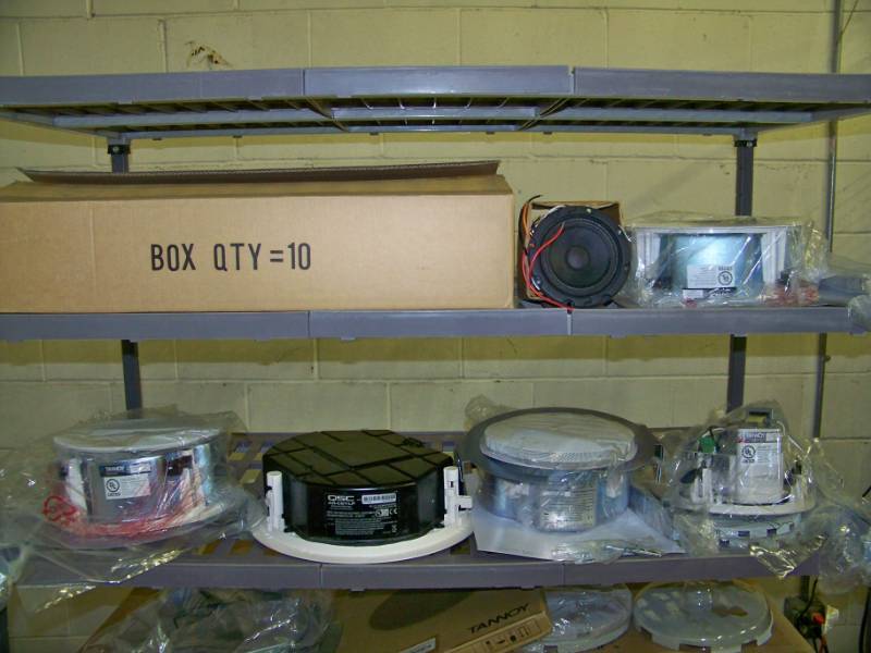 lot 50 image: Miscellaneous lot of In-Ceiling Speakers and Ceiling Tile Brackets