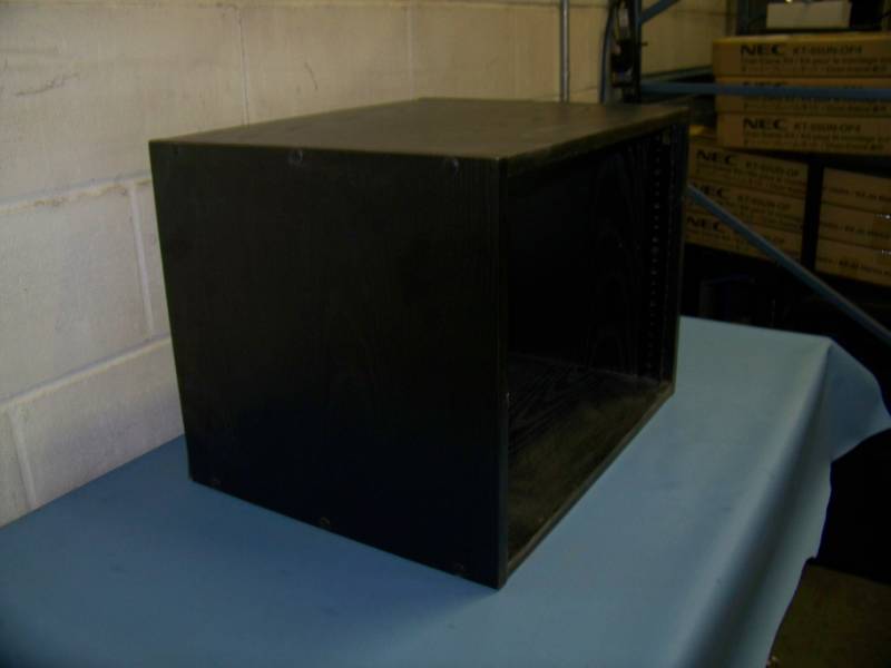 lot 131 image: Small, Compact, Wood Encased Audio  Video (AV) Equipment  Component Rack