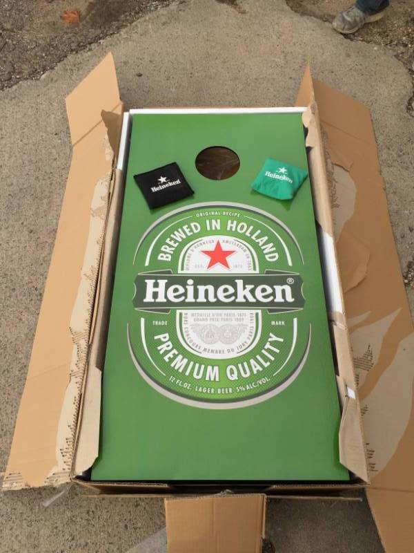 lot 40 image: Heineken branded bags  cornhole game