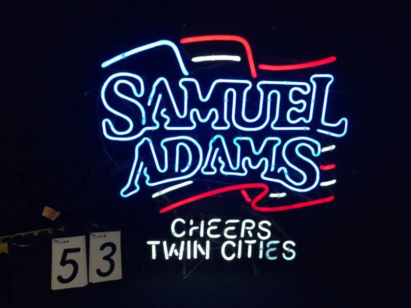 lot 53 image: Samuel Sam Adams American flag neon Cheers Twin Cities