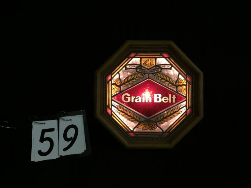 lot 59 image: Grain Belt faux stained glass light up