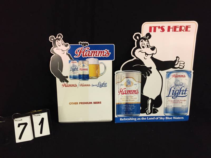 lot 71 image: Hamms Beer Bear cardboard price displays