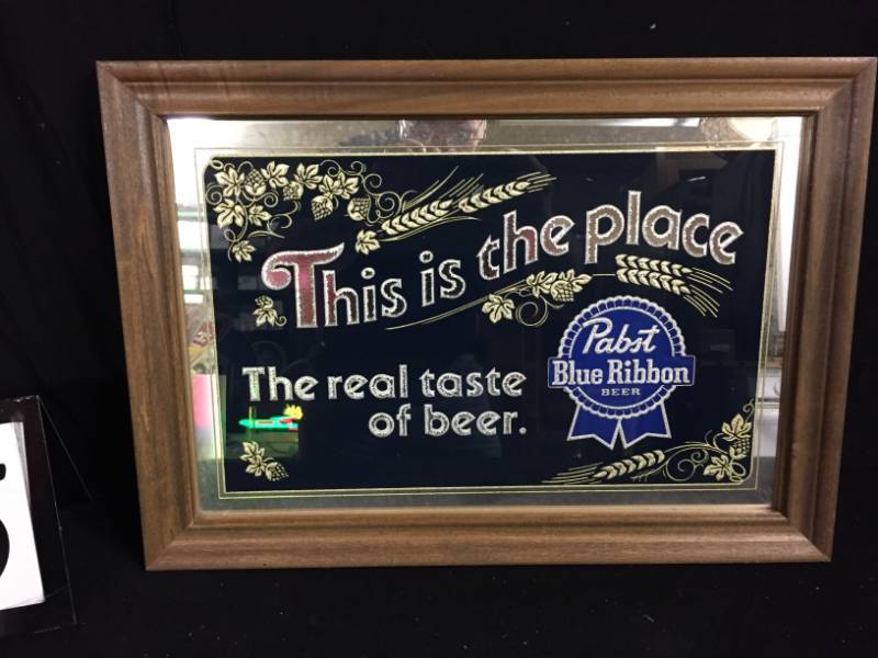 lot 75 image: Pabst Blue Ribbon PBR mirror