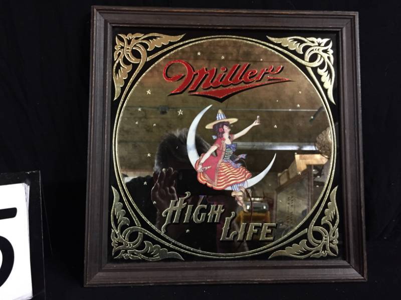 lot 85 image: Miller High Life - girl on the moon mirror