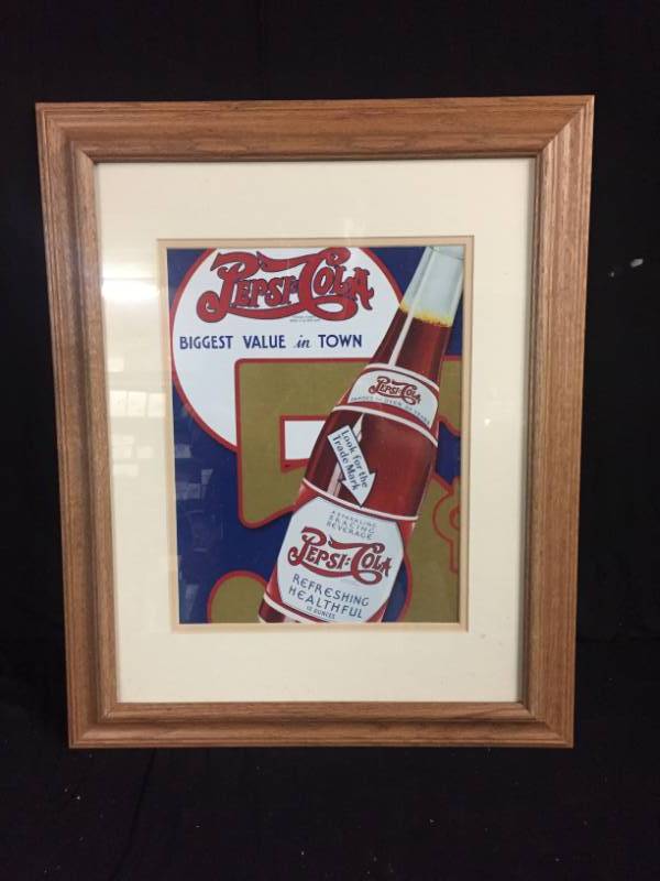 lot 185 image: Pepsi-Cola Biggest Value framed print