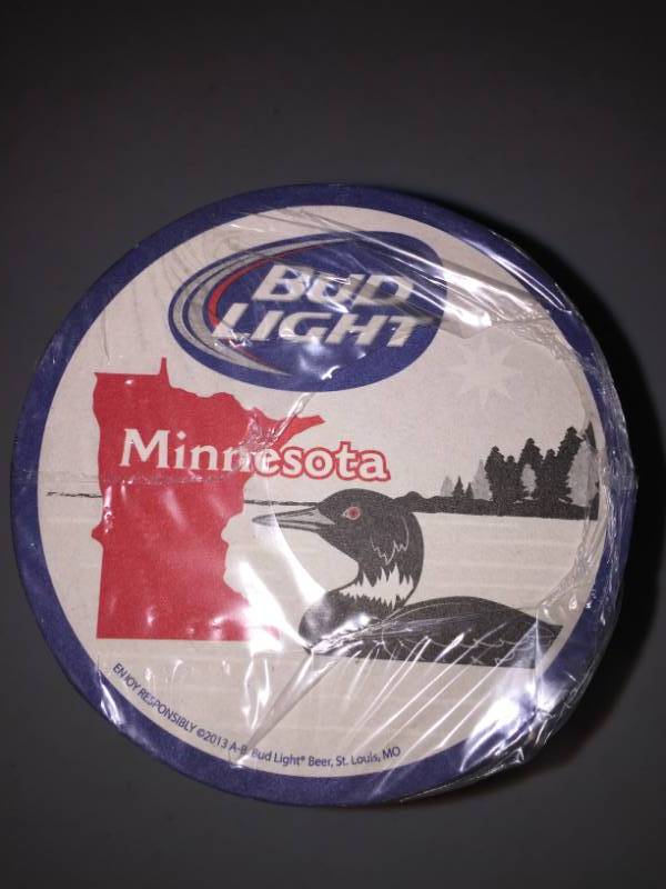 lot 237 image: Minnesota Budweiser  Bud Light cardboard coasters