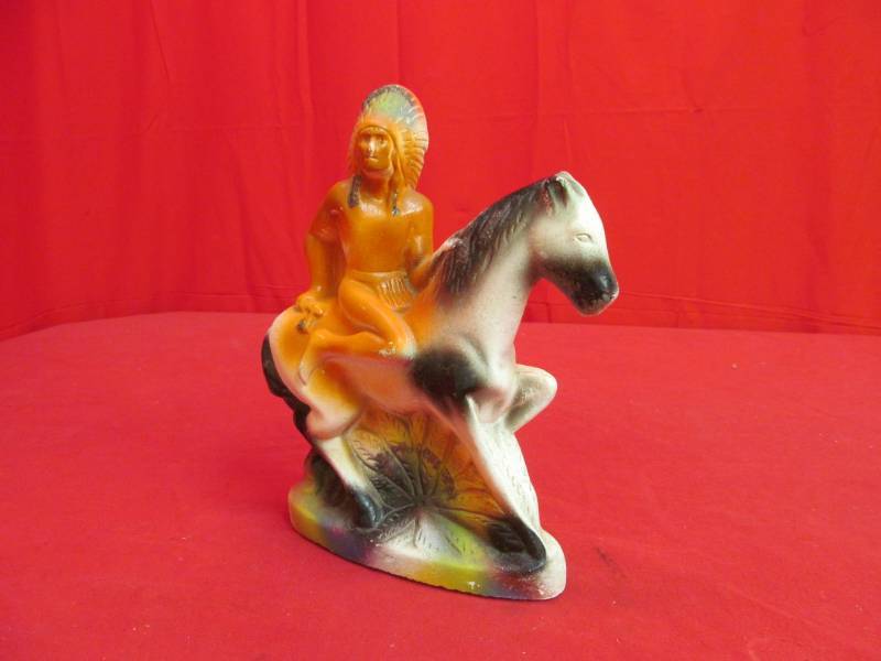 vintage carnival chalk ware Indian and horse