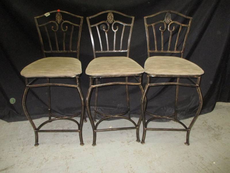 3 Heavy Duty Metal Bar Stools