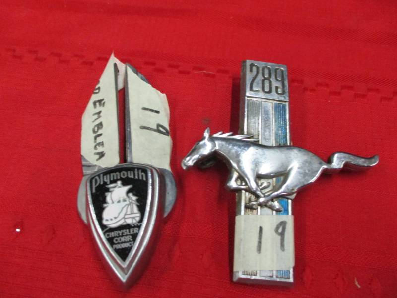 mustang and plymouth hood ornaments