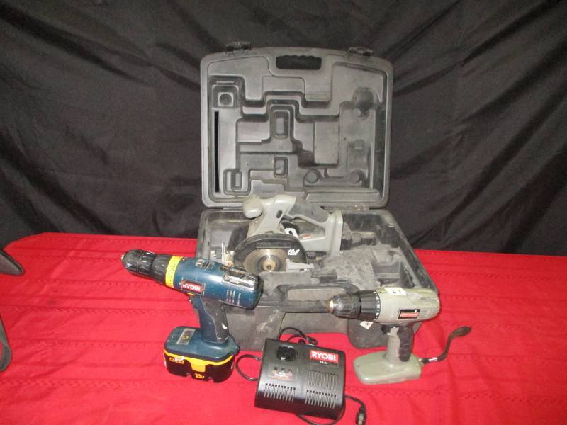 Craftsman cordless circular saw and drill no charger or batt, Ryobi cordless drill with bat and charger