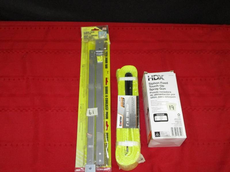 20 x2 tow strap, Siphon Feed Spray gun, patio door bar