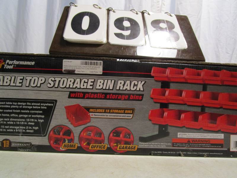 lot 98 image: Table Top Storage Bin Rack