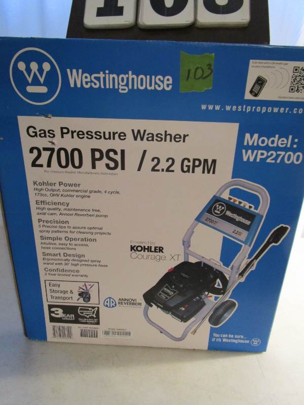 lot 103 image: Westinghouse Gas Pressure Washer
