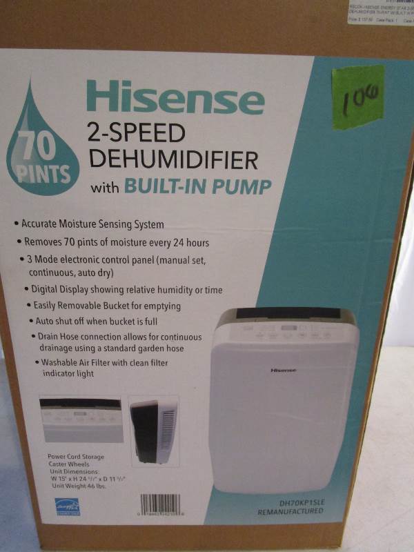 lot 106 image: Hisense 2 Speed Dehumidifier