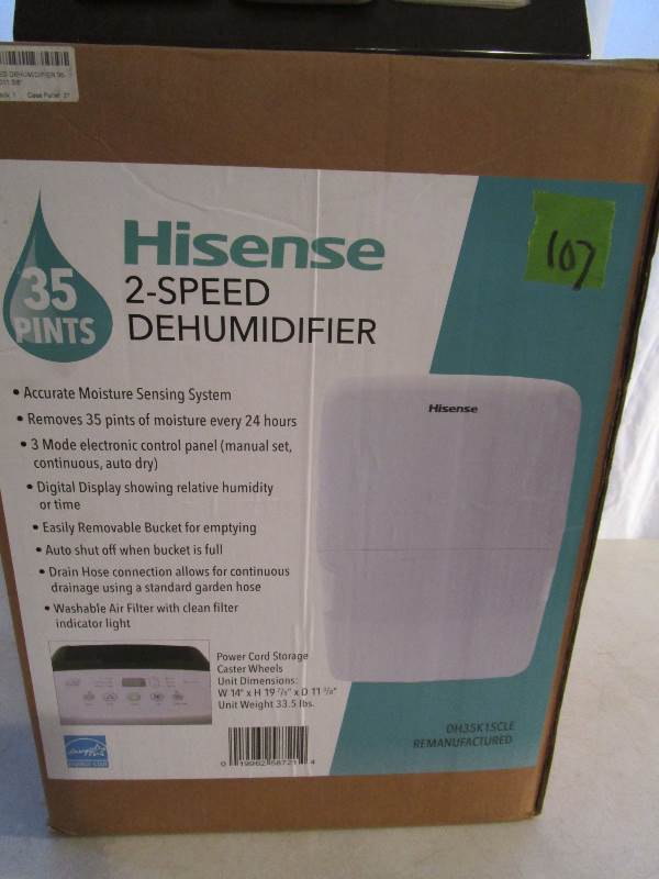 lot 107 image: Hisense 2 Speed Dehumifier - 35 pint