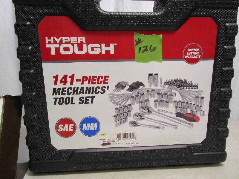 lot 126 image: Hyper Tough 141 pc Mechanics Tool Set - SAEMetric