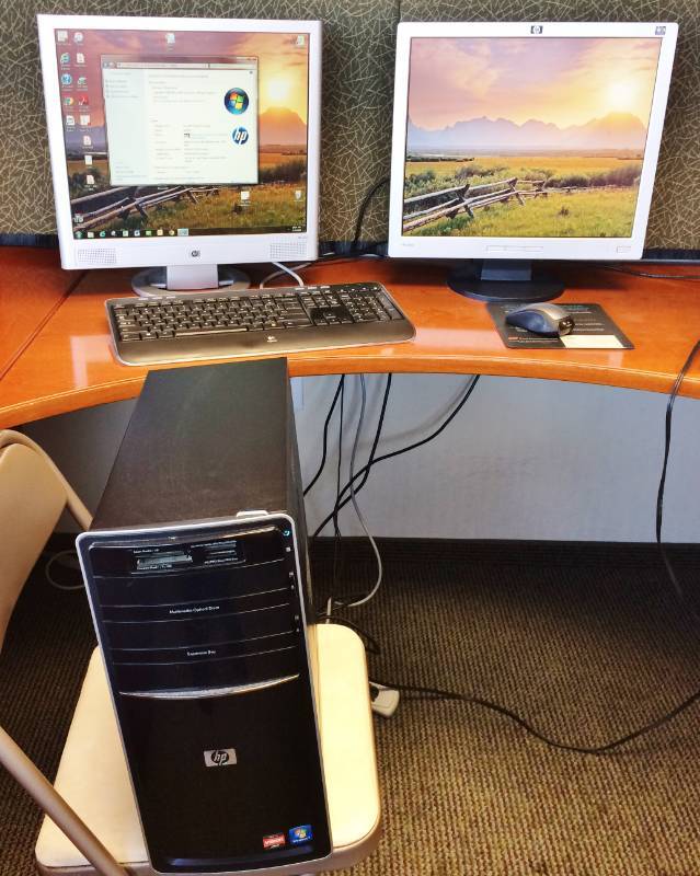 EXCELLENT CONDITION HP COMPUTER PC WINDOWS 7 PROFESSIONAL DUAL MONITOR SYSTEM - THE COMPUTER SYSTEM HAS BEEN PROFESSIONALLY WIPED CLEAN & BACK TO MANUFACTURERS ORIGINAL SPECS