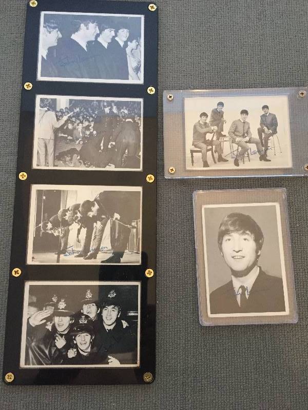lot 438 image: The BEATLES Early Trading Cards Framed