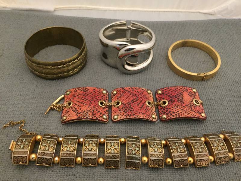 lot 547 image: Vintage Bracelets - Snakeskin, Bangle, More