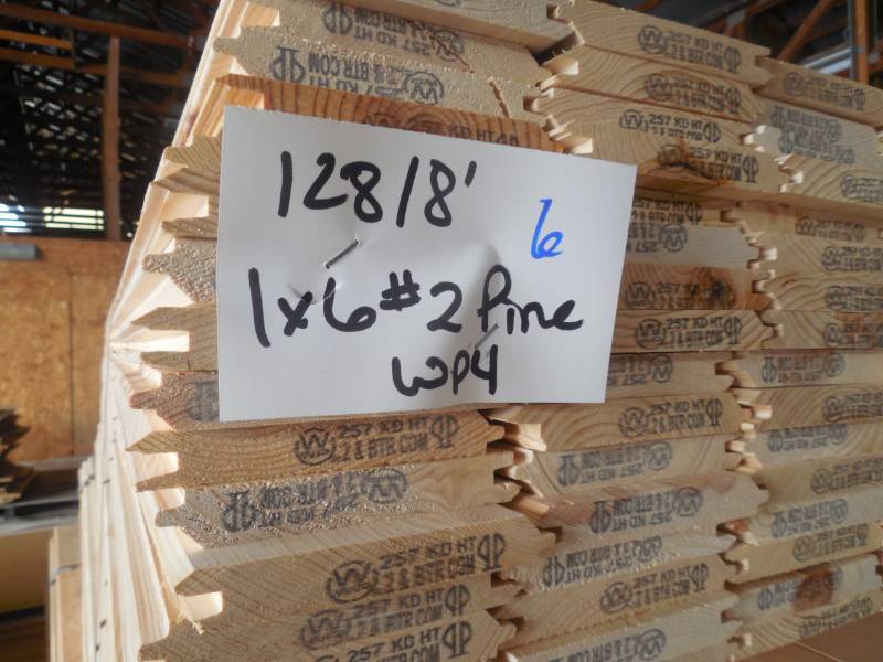 lot 6 image: (128) 1 X 6 x 8 PINE WP4 TONGUE & GROOVE #2