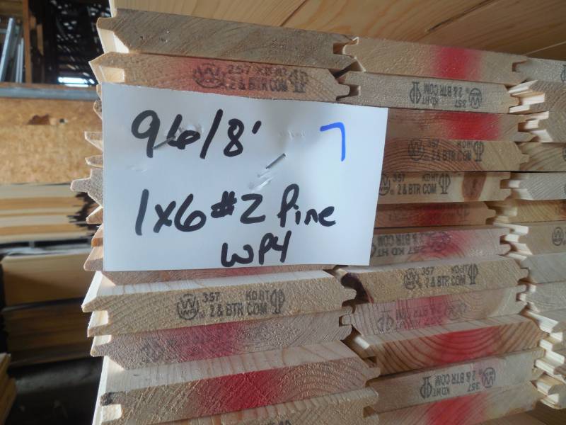 lot 7 image: (96) 1 X 6 x 8 PINE WP4 #2 TONGUE & GROOVE