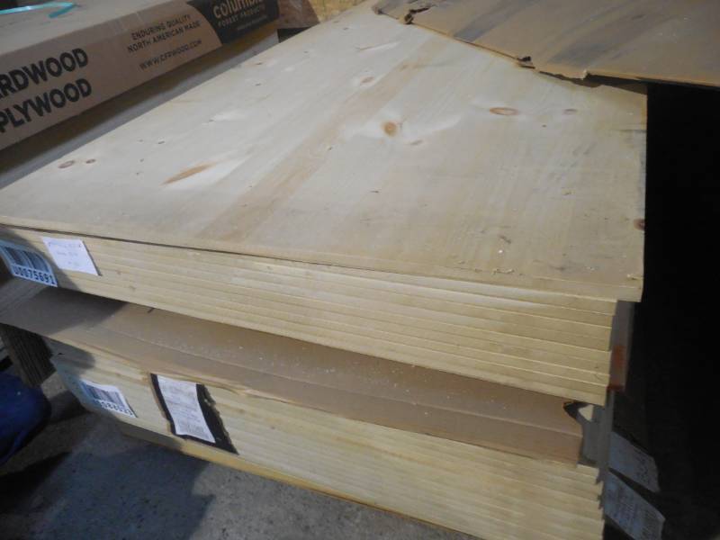 lot 143 image: (5) 4 x 8 x  Knotty Pine B2 MDF Cabinet Plywood
