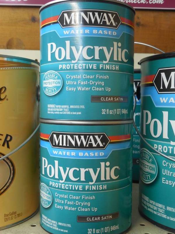 lot 282 image: (2) MINWAX POLYCRYLIC CLEAR SATIN FINISH QTS