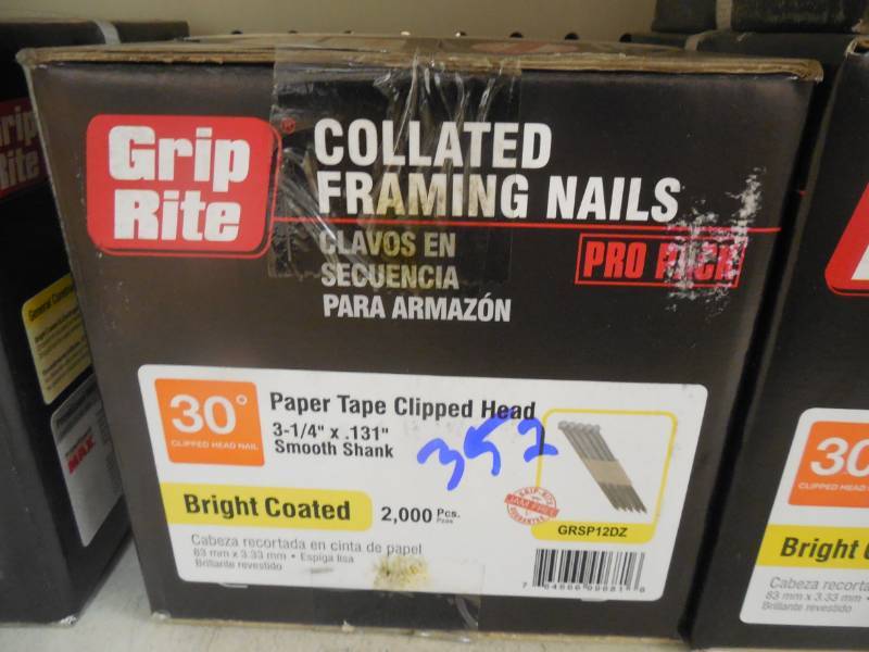 lot 354 image: GRIP RITE 3 14 FRAMING NAIL- BRIGHT COATED  BOX OF 2,000