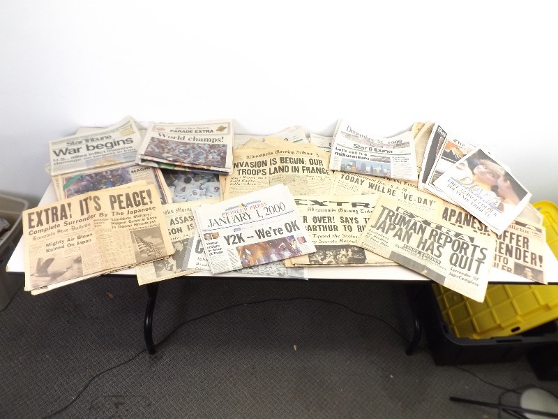 lot 112 image: Large Lot of Vintage Historic Headline Newspapers