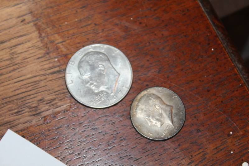 lot 54 image: 1969 Kennedy Half Dollar Coin, 1971 Eisenhower Dollar Coin