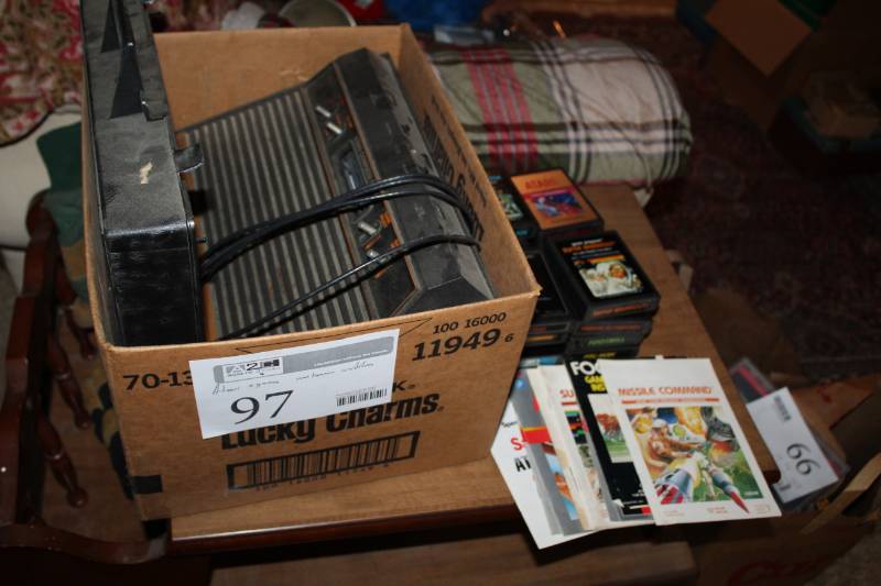 lot 97 image: Atari Game Console with Controller, Game Cartridges