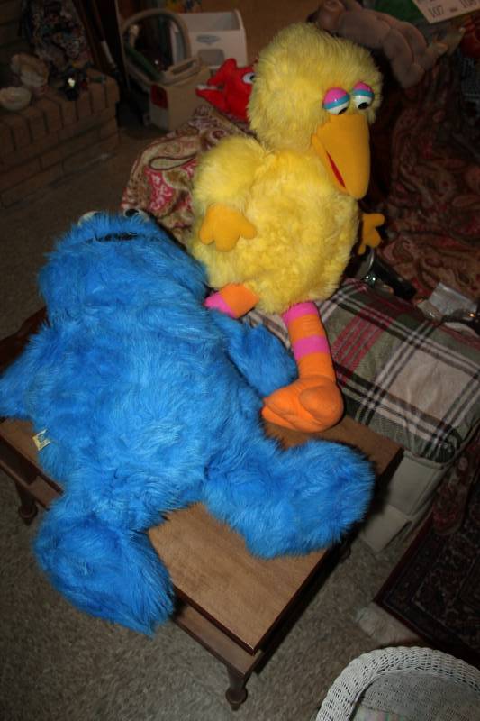 lot 104 image: Sesame Street Big Bird, Cookie Monster Stuffed Toys