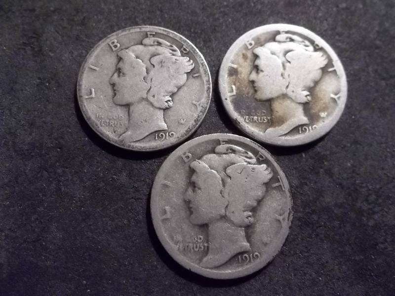 lot 53 image: 1919, D, S Mercury Dimes
