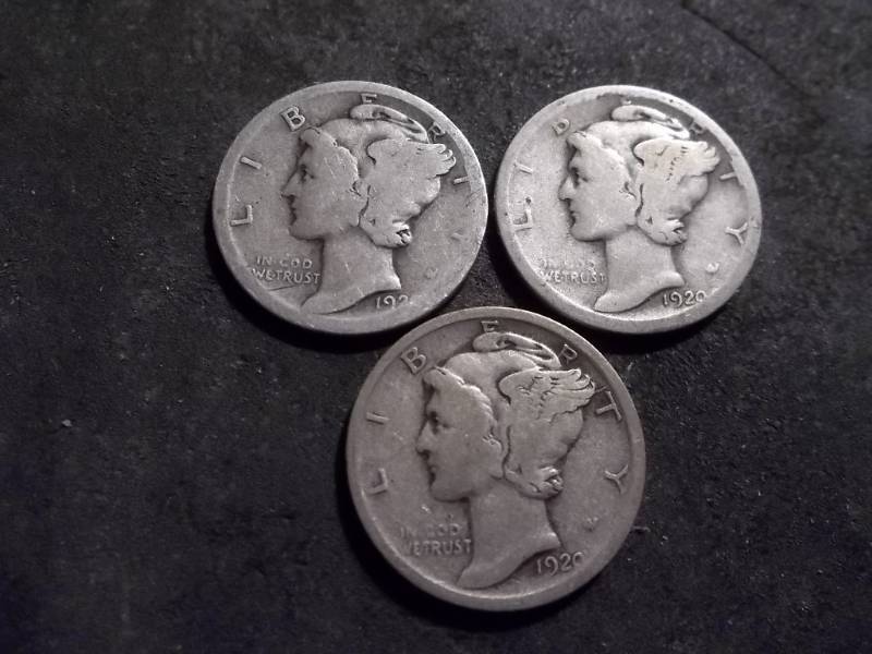 lot 54 image: 1920, D, S Mercury Dimes