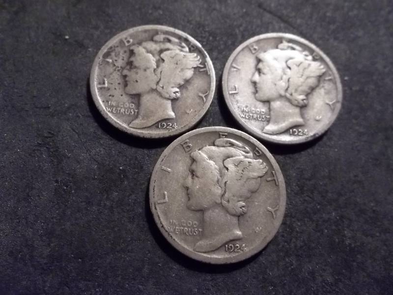 lot 58 image: 1924, D, S Mercury Dimes