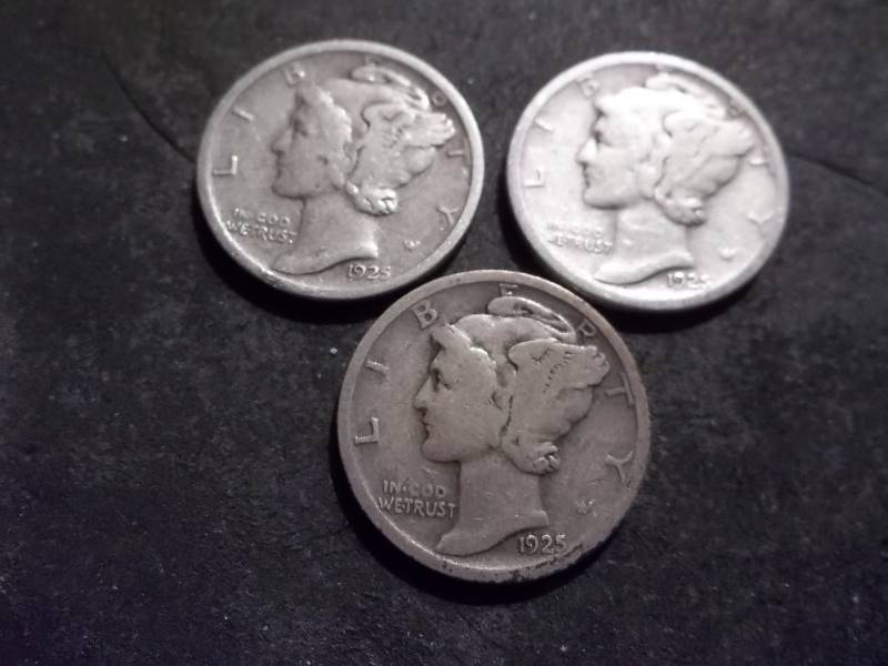 lot 59 image: 1925, D, S Mercury Dimes