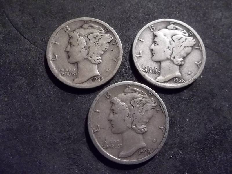 lot 63 image: 1928, D, S Mercury Dimes