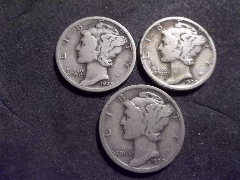 lot 64 image: 1929, D, S Mercury Dimes