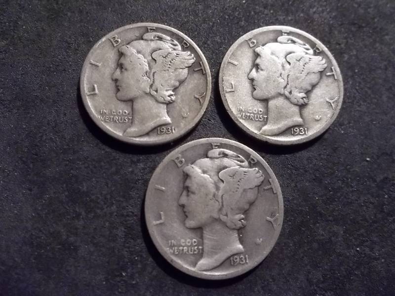 lot 66 image: 1931, D, S Mercury Dimes