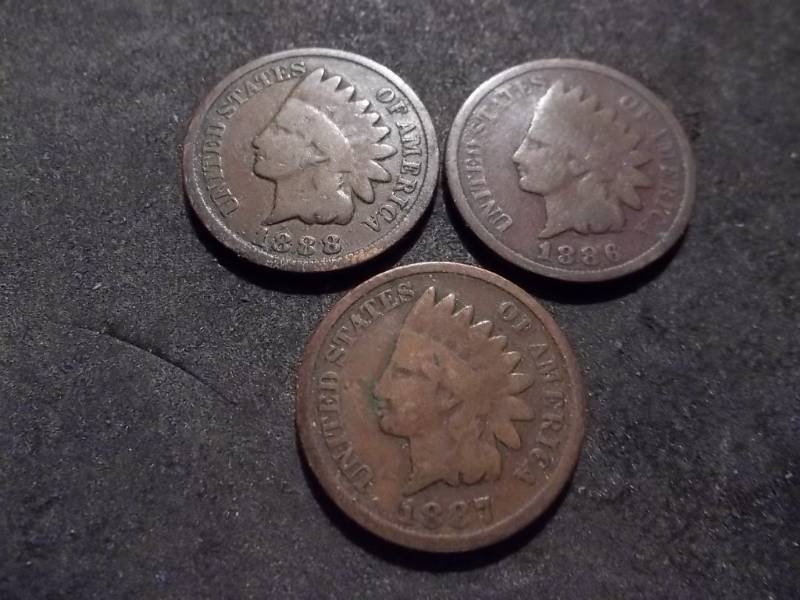 lot 101 image: 1886, 1887, 1888 Indian Head Cents