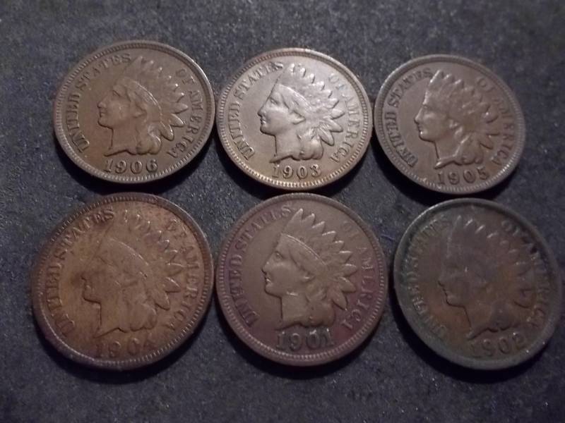 lot 104 image: 1901, 1902, 1903, 1904, 1905, 1906 Indian Head Cents