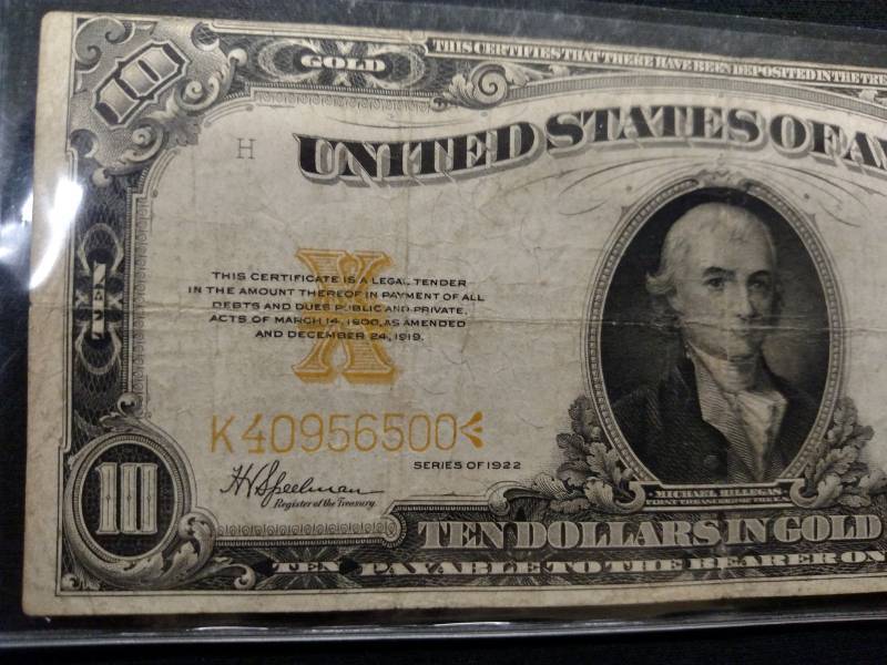 1922 $ 10 Gold Certificate, Large S...