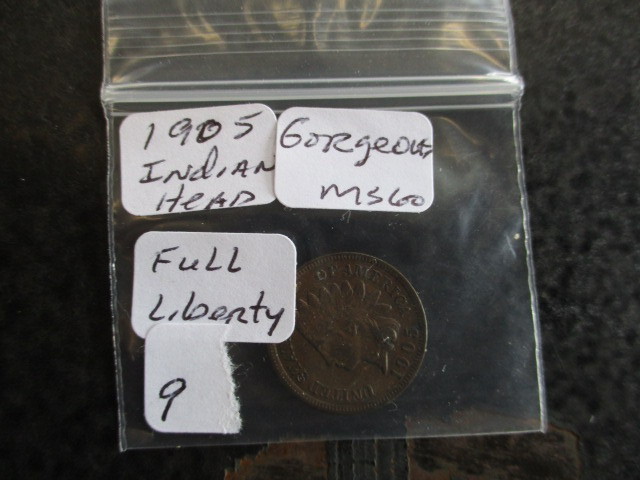 lot 9 image: Gorgeous MS60 1905 Full Liberty Indian Head Cent