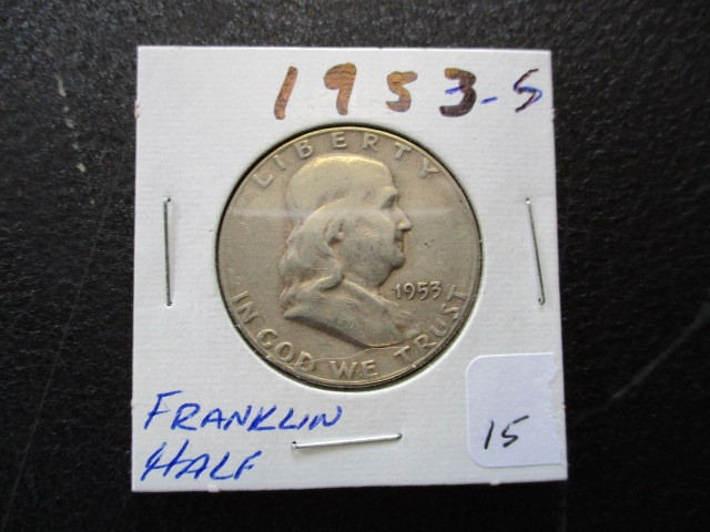 lot 15 image: 1953-S Franklin Half Dollar- 90% Silver