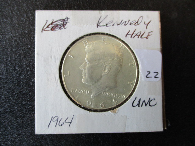 lot 22 image: 1964 Uncirculated John F Kennedy Half Dollar