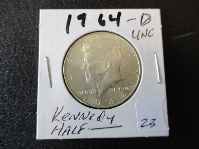 lot 23 image: 1964-D Uncirculated John F Kennedy Half Dollar